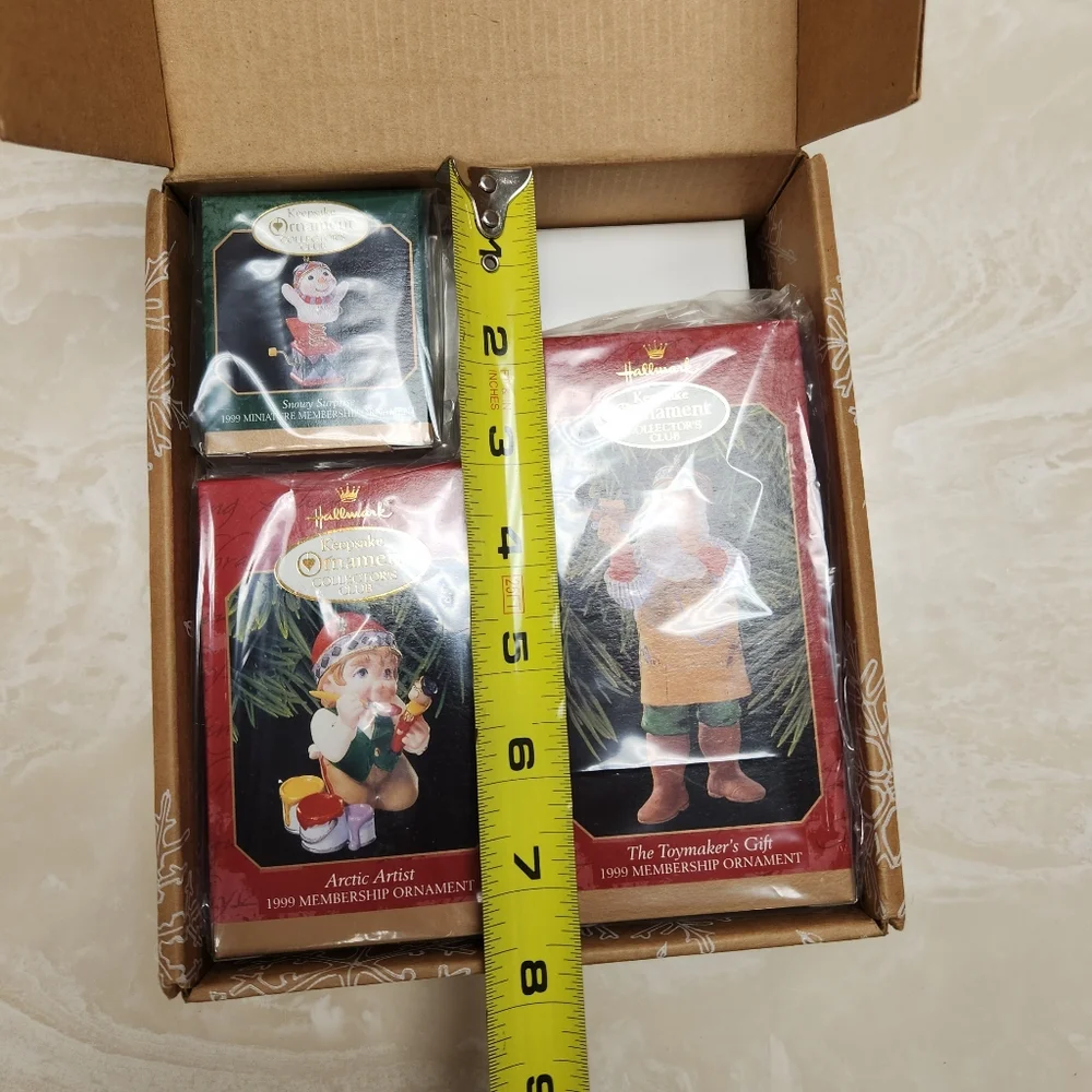 HALLMARK KEEPSAKE Lot OF 4 ORNAMENTS Toymakers Gift, Wish List, Snowy Surprise